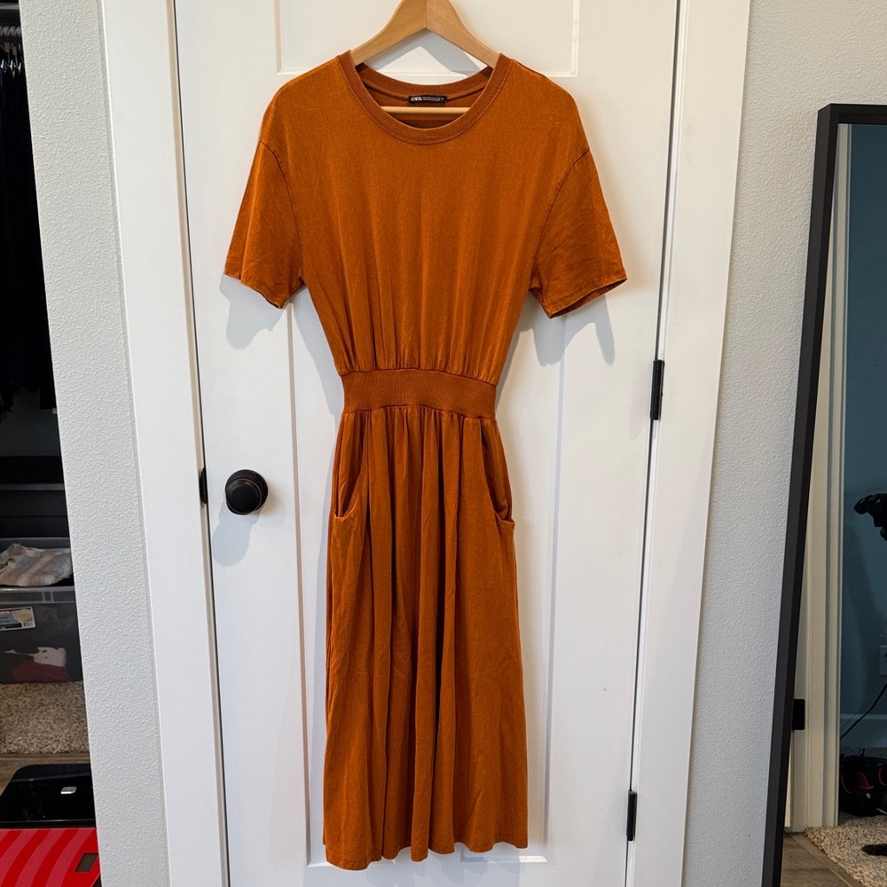 Zara Orange T-shirt Maxi Dress